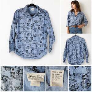 Vintage Maggie Sweet Southwestern Thunderbird Print Button Down Shirt Size 12